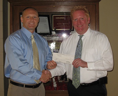 JJ Paul Presents Check to Brent Davidson of Bama Dining JJ Paul Presents Check to Brent Davidson of Bama Dining
